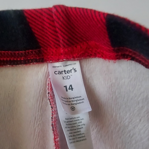 Girls size 14,The Children's Place Fleece Pants, Red with Check and Grey - Picture 4 of 4